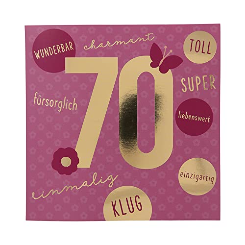 Depesche 11515-050 Zahlenkarte zum 70. Geburtstag mit Musik, veredelte Klappkarte mit originellem Innentext, inkl. Umschlag, Format 15,5 x 15,5 cm von Depesche