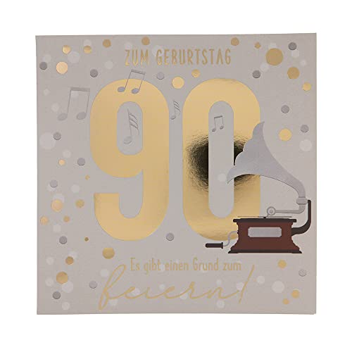 Depesche 11515-056 Zahlenkarte zum 90. Geburtstag mit Musik, veredelte Klappkarte mit originellem Innentext, inkl. Umschlag, Format 15,5 x 15,5 cm von Depesche