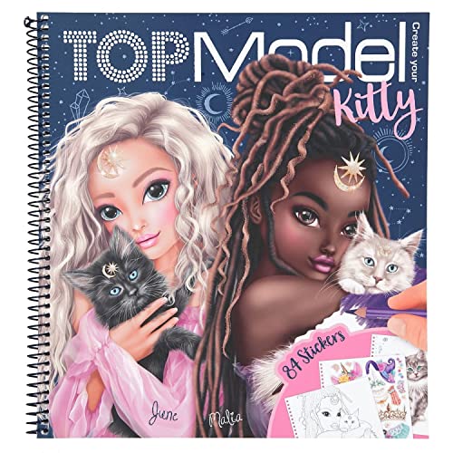 Depesche 11663 TOPModel - Malbuch Create your Kitty im Moonlight Design, Ausmal-Buch mit Katzen-Motiven, 92 Seiten, inkl. Sticker, ca. 22,2 x 20,7 x 1,2 cm von Depesche
