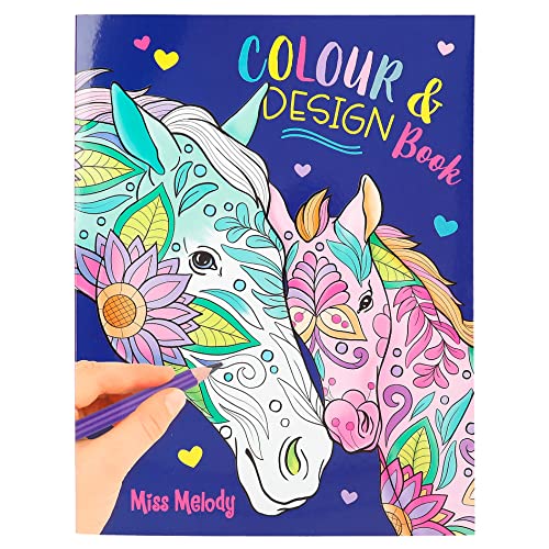 Depesche 12452 Miss Melody - Colour & Design Buch mit 40 Seiten zum Designen von Mustern und Pferde-Motiven, inkl. Malvorlagen, Mehrfarbig von Depesche