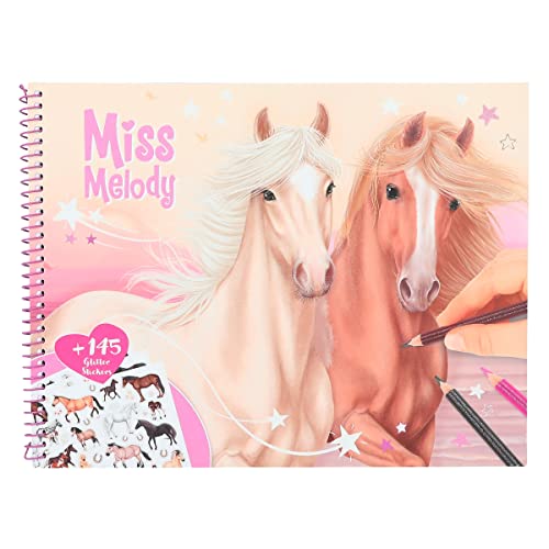 Depesche 12479 Miss Melody - Malbuch mit traumhaften Pferde Motiven, 44 Seiten, Ausmalbuch inkl. vieler Glitter-Sticker von Depesche