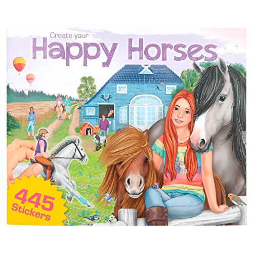 Depesche 12502 Create your Happy Horses - Stickerbuch mit 24 Seiten zum Gestalten schöner Pferde-Welten, Malheft mit 6 Stickerbogen von Depesche