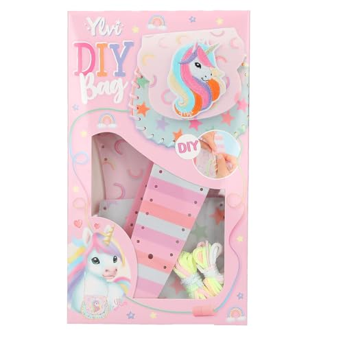 Depesche 12666 Ylvi - DIY Taschen Set zum Basteln einer Umhängetasche, Bastelset mit Filz-Zuschnitten, Fäden und Anleitung, Rosa von Depesche