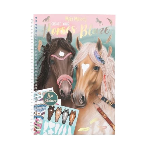 Depesche 12964 Miss Melody Create your Horses Blaze - Malbuch mit 36 Seiten zum Gestalten verschiedener Pferde Motive, Ringbuch mit 8 Stickerbogen Depesche 12964 Miss Melody Create your Horses Blaze - Malbuch mit 36 Seiten zum Gestalten verschiedener Pferde Motive, Ringbuch mit 8 Stickerbogen von Depesche