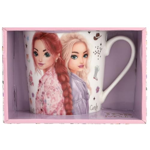 Depesche 13860 TOPModel Cowgirl - Tasse in Weiß, mit Model Motiv, Aufschrift und Gold, Trinkbecher aus Porzellan, Füllmenge ca. 300 ml von Depesche