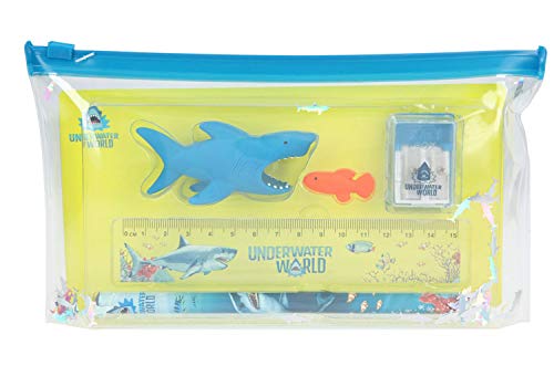 Depesche 7838 Dino World - Schreib-Set im Underwater Design, 6 teiliges Set mit Bleistift, Radiergummis, Lineal und Anspitzer im Täschchen, ca. 22,9 x 12,8 x 2,6 cm groß Depesche 7838 Dino World - Schreib-Set im Underwater Design, 6 teiliges Set mit Bleistift, Radiergummis, Lineal und Anspitzer im Täschchen, ca. 22,9 x 12,8 x 2,6 cm groß von Depesche