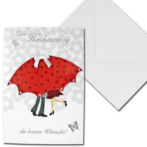 Karte Hochzeitskarte Hochzeitstag Hochzeit Regenschirm Vier Jahreszeiten Briefkuvert von Depesche