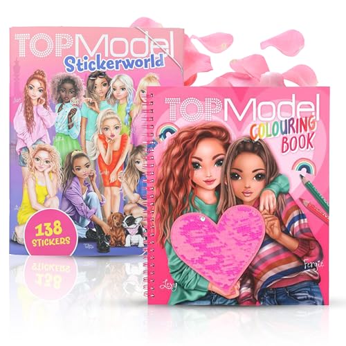 Depesche TOPModel Stickerworld + Malbuch mit Pailletten Kreatives Set fr fantasievolle Gestaltung und glitzernde Kunstwerke mit funkelnden Stickern und bezaubernden Malvorlagen von Depesche