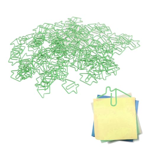 100 Büroklammern in Hausform Dekorative Büroklammern aus Eisendraht mit transparenter Aufbewahrungsbox, kreatives Büromaterial für Kinder, Schüler, Schule, Büro, Zuhause (Rot) (WHITE) (GREEN) von Depisuta