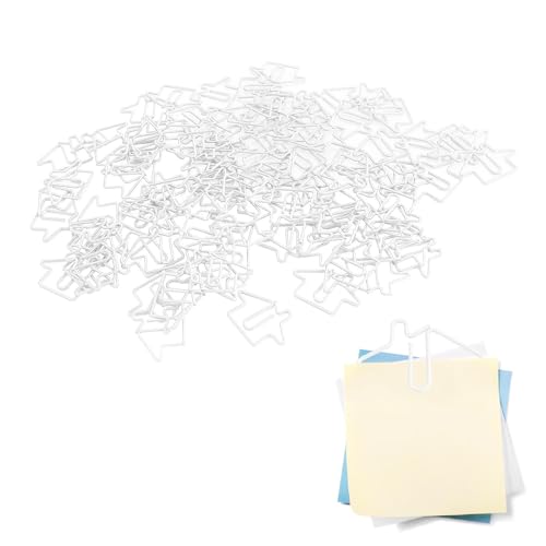 100 Büroklammern in Hausform Dekorative Büroklammern aus Eisendraht mit transparenter Aufbewahrungsbox, kreatives Büromaterial für Kinder, Schüler, Schule, Büro, Zuhause (Rot) (WHITE) von Depisuta