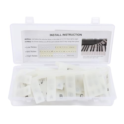 Depisuta Klavier -Tastaturaufkleber, Silicon Wiederverwendbares Luminous 88 Tasten Klavieraufkleber, Abnehmbare Klavier -Tastatur -Briefe Anmerkungen für Anfänger und Kinder (BLACK) von Depisuta