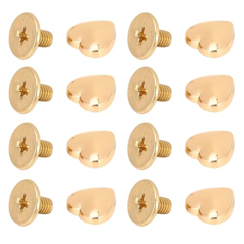 Depisuta Metal Heart Nieten, 20 Stcs 8mm Zinklegungsnieten mit Schrauben für Lederhandwerkskleidungssäcke Handtaschen Dekorative Nieten (GOLD) von Depisuta