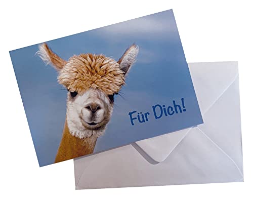 3 Stück Doppelkarte, Karte, Tierpostkarte Grußkarte Glückwunschkarte Alpaka "Für Dich!" von Der-Karten-Shop.de