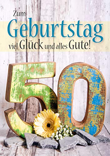 Doppelkarte mit Kuvert, 50. Geburtstag, Zahlengeburtstag, runder Geburtstag, Geburtstagskarte von Der-Karten-Shop.de