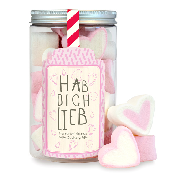 Hab dich Lieb, süße Schaumzucker-Herzen in der Dose, 70g Hab dich Lieb, süße Schaumzucker-Herzen in der Dose, 70g von Der Zuckerbäcker GmbH