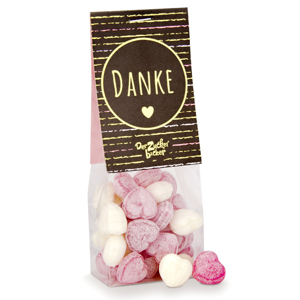 Naschbeutel Danke, fruchtige Kirsch- und Eisbonbonmischung, 80g Naschbeutel Danke, fruchtige Kirsch- und Eisbonbonmischung, 80g von Der Zuckerbäcker GmbH