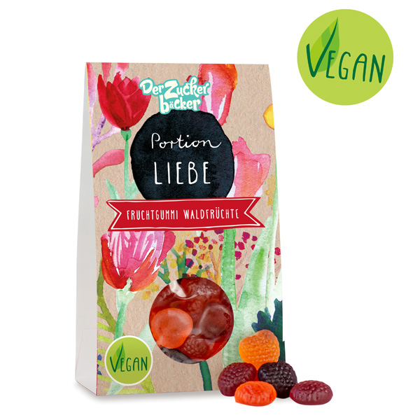 "Portion Liebe", vegane Fruchtgummis mit Waldfrucht-Geschmack, 86g "Portion Liebe", vegane Fruchtgummis mit Waldfrucht-Geschmack, 86g von Der Zuckerbäcker GmbH
