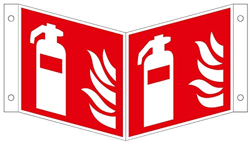 Brandengel® Feuerlöscher Sympol Schild von 50 x 50 bis 300 x 300 mm ASR ISO Brandschutzzeichen Folie Kunststoff PVC Aluminium Winkel Fahnen nachleuchtend selbstklebend F001 Symbolschild, 200 x 200 von Brandengel