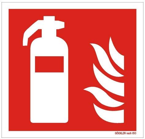 Hochwertiges Feuerlöscher Schild Feuerlöscher-Symbol-Schild F001,Gr.: 50 x 50 mm, mit selbstklebender Folie rot, Symbol nach ISO 7010 DIN EN ISO 7010 von DerABCFeuerlöscher.de GmbH