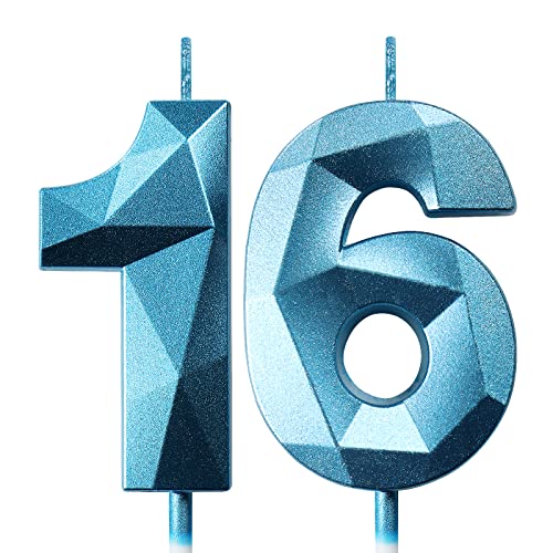 Geburtstagskerzen Zahlen Kerze 16 Tortendeko 16. Geburtstag Kerzen Geburtstag Blau Zahlen Geburtstagskerzen für Torte von Deratta