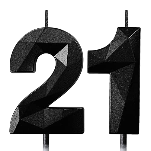 Geburtstagskerzen Zahlen Kerze 21 Tortendeko 21. Geburtstag Kerzen Geburtstag Schwarz Zahlen Geburtstagskerzen für Torte von Deratta
