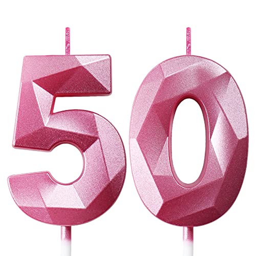 Geburtstagskerzen Zahlen Kerze 50 Tortendeko 50. Geburtstag Frau Kerzen Geburtstag Rosa Zahlen Geburtstagskerzen für Torte von Deratta