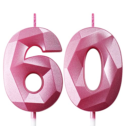 Geburtstagskerzen Zahlen Kerze 60 Tortendeko 60. Geburtstag Frau Kerzen Geburtstag Rosa Zahlen Geburtstagskerzen für Torte von Deratta