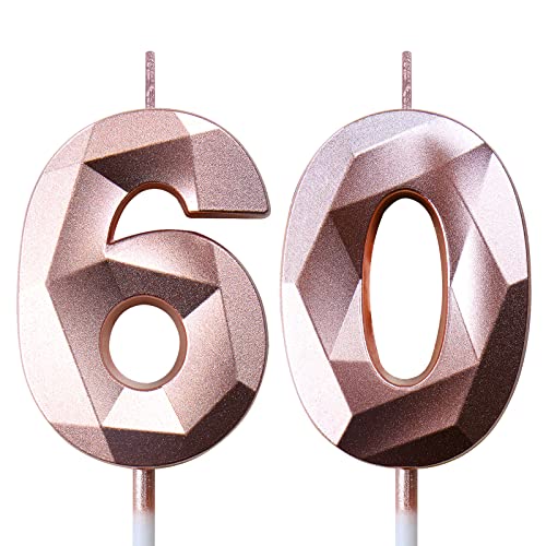 Geburtstagskerzen Zahlen Kerze 60 Tortendeko 60. Geburtstag Frau Kerzen Geburtstag Roségold Zahlen Geburtstagskerzen für Torte von Deratta