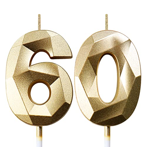 Geburtstagskerzen Zahlen Kerze 60 Tortendeko 60. Geburtstag Mann Frau Kerzen Geburtstag Gold Zahlen Geburtstagskerzen für Torte von Deratta