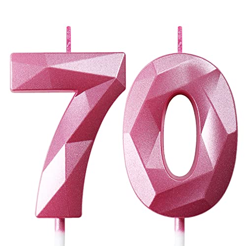 Geburtstagskerzen Zahlen Kerze 70 Tortendeko 70. Geburtstag Frau Kerzen Geburtstag Rosa Zahlen Geburtstagskerzen für Torte von Deratta