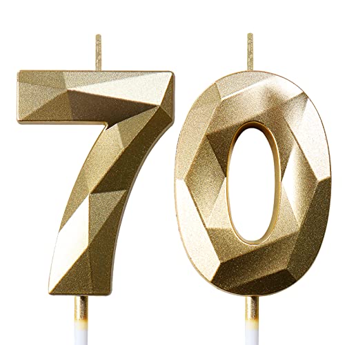 Geburtstagskerzen Zahlen Kerze 70 Tortendeko 70. Geburtstag Mann Frau Kerzen Geburtstag Gold Zahlen Geburtstagskerzen für Torte von Deratta