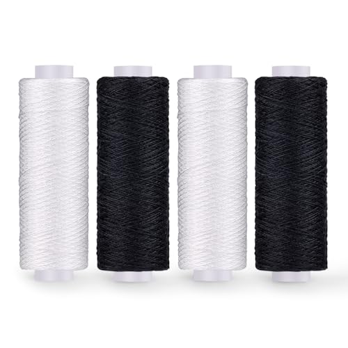 Dercuy Nähgarn, 200 Meter pro Spule, 402 Polyestergarn, 4 Stück schwarz-weißes Garn für Nähmaschine, Handnähte, Stickerei Dercuy Nähgarn, 200 Meter pro Spule, 402 Polyestergarn, 4 Stück schwarz-weißes Garn für Nähmaschine, Handnähte, Stickerei von Dercuy