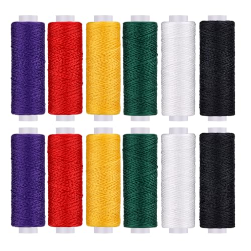 Dercuy Nähgarn, 6 Farben zum Nähen, Polyestergarn 200 Meter/Spule für Nähmaschine, Handnähen, Stickerei, 12 Stück von Dercuy