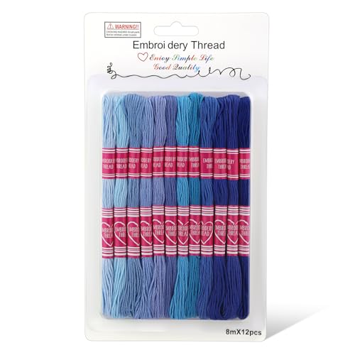 Dercuy Stickgarn, 12 Knäuel, blaues Stickgarn, Freundschaftsarmband, Schnur für Bastelarbeiten, Stickereien von Dercuy