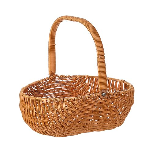 Dekoration, Rustikaler, Leerer Geschenkkorb, Blumenkorb, Gewebter Korb, Handgewebter Obstkorb, Strohkorb, Weidenbrotkorb, DIY-Bastelkorb, Mädchenkorb, Gewebter Korb (1Stk #-1) von Derefine