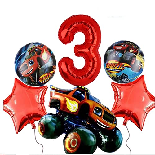 Cartoon Geburtstagsdeko 3 Jahre, 6 PCS Cartoon Luftballons, Thema Party Ballon Dekoration, Luftballons Geburtstagsfeier, Kindergeburtstag Deko Ballon, Luftballon 3. Geburtstag Jungen von Dereine