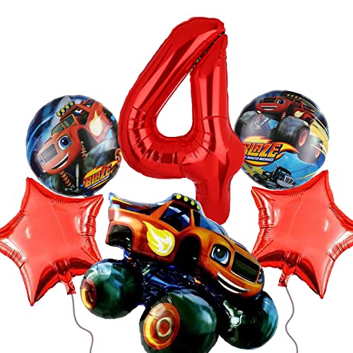 Cartoon Geburtstagsdeko 4 Jahre, 6 PCS Cartoon Luftballons, Thema Party Ballon Dekoration, Luftballons Geburtstagsfeier, Kindergeburtstag Deko Ballon, Luftballon 4. Geburtstag Jungen von Dereine