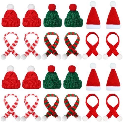 Dereine Mini Weihnachtsmütze, Nikolausmütze Klein, Mini Weihnachtsmütze und Schal Set, 24 Stück Strickmütze des Weihnachten für Weihnachten Weinflasche Abdeckung, Puppenhaus, Weihnachtsfeiern Dereine Mini Weihnachtsmütze, Nikolausmütze Klein, Mini Weihnachtsmütze und Schal Set, 24 Stück Strickmütze des Weihnachten für Weihnachten Weinflasche Abdeckung, Puppenhaus, Weihnachtsfeiern von Dereine