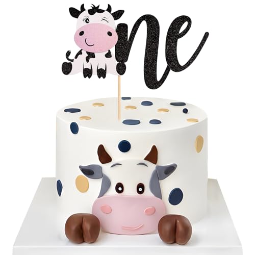 Kuh Cupcake Topper, Cake Topper Kuh, Cake Topper Bauernhof Geburtstag, Kuchen Topper Bauernhof, Geeignet für die Dekoration von Geburtstagskuchen für Jungen und Mädchen von Dereine