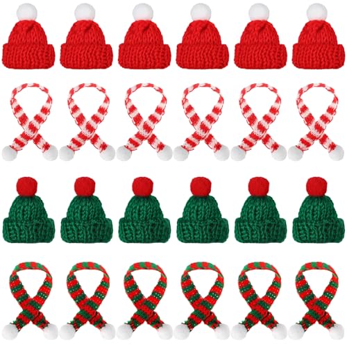Mini Weihnachtsmütze, Nikolausmütze Klein, Kleine Weihnachtsmütze und Schal Set, 24 Stück Mini-Strickmütze des Weihnachten für Weihnachten Weinflasche Abdeckung, Puppenhaus, Weihnachtsfeiern Mini Weihnachtsmütze, Nikolausmütze Klein, Kleine Weihnachtsmütze und Schal Set, 24 Stück Mini-Strickmütze des Weihnachten für Weihnachten Weinflasche Abdeckung, Puppenhaus, Weihnachtsfeiern von Dereine
