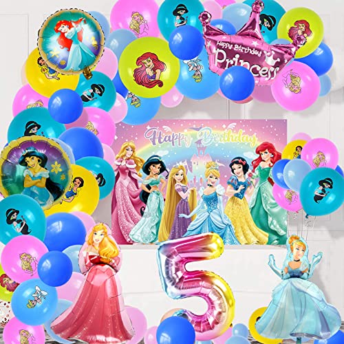 geburtstagsdeko,Deko geburtstag mädchen,62 Stk Party deko,Luftballons geburtstag,Geburtstagsbanner Hintergrund,Folienballon,für 5 Jahr Kindergeburtstag party dekoration von Dereine