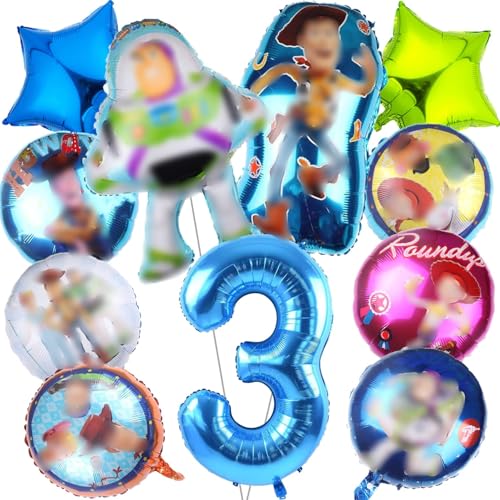 Luftballons Set, 11 PCS Thema Party Ballon Dekoratio, Folienballon 3 Jahre, Geburtstags Ballons für Kinder, 3 Jahre Geburtstag Luftballons, Geburtstags Deko für Kinder (3th) von Dereine