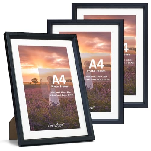 Dernolsea Bilderrahmen A4 21x29,7 cm oder 21x30 cm Schwarz, 3er Set A4 Fotorahmen mit Passepartout, Holzrahmen DIN A4, Urkundenrahmen A4 aus Holz, Holzbilderrahmen A4 für Wand- oder Tischaufsteller Dernolsea Bilderrahmen A4 21x29,7 cm oder 21x30 cm Schwarz, 3er Set A4 Fotorahmen mit Passepartout, Holzrahmen DIN A4, Urkundenrahmen A4 aus Holz, Holzbilderrahmen A4 für Wand- oder Tischaufsteller von Dernolsea