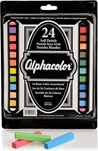 Derwent Alphacolor 102004 weiche quadratische Pastellkreide, mehrfarbig, 24 Pastellkreiden pro Set von Derwent