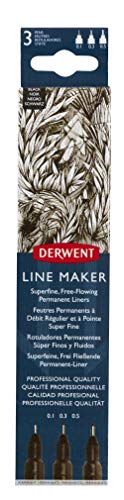 Derwent Black Line Maker Stifte, Set mit 3 Stück, Fineliner, verschiedene Spitzenstärken, schnell trocknende Tinte, zum Skizzieren, Schreiben, Illustrieren und Kolorieren, 2305560 Derwent Black Line Maker Stifte, Set mit 3 Stück, Fineliner, verschiedene Spitzenstärken, schnell trocknende Tinte, zum Skizzieren, Schreiben, Illustrieren und Kolorieren, 2305560 von Derwent