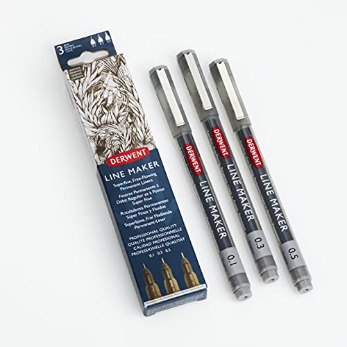 Derwent Graphite Line Maker Stifte, Set mit 3 Stück, Fineliner, verschiedene Spitzenstärken, schnell trocknende Tinte, zum Skizzieren, Schreiben, Illustrieren, professionelle Qualität, 2305562 Derwent Graphite Line Maker Stifte, Set mit 3 Stück, Fineliner, verschiedene Spitzenstärken, schnell trocknende Tinte, zum Skizzieren, Schreiben, Illustrieren, professionelle Qualität, 2305562 von Derwent