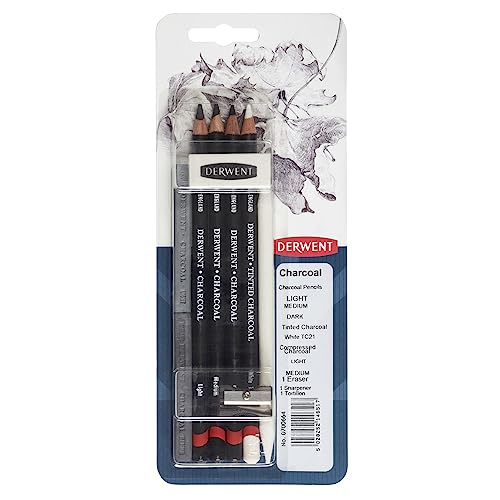Derwent Holzkohle-Set mit Proben 700664, mit Radiergummi und Spitzer, Profi-Qualität Derwent Holzkohle-Set mit Proben 700664, mit Radiergummi und Spitzer, Profi-Qualität von Derwent