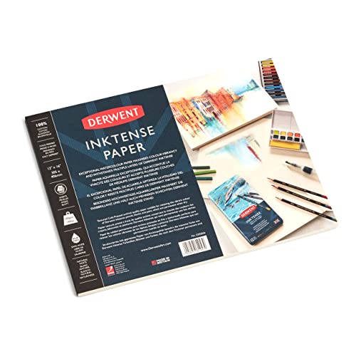 Derwent Inktense Papierblock 305 x 406 mm, 20 Blatt Papier, strukturiertes kaltgepresstes Aquarellpapier, ideal für Inktense-Schichttechniken, professionelle Qualität (2305836) von Derwent