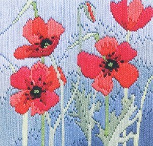 Bothy Threads Langstich-Set "Wilde Mohnblumen", 11x11cm, DWSLS15, Zählmuster von Derwentwater Designs