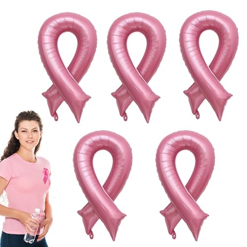 Derwrtup Brustkrebs-Bandballons,Brustkrebs-Band-Partybevorzugungsballons 5 Stück | Rosa Accessoires zur Aufklärung über Brustkrebs, Brustkrebs-Dekorationen für den Brustkrebs-Monat Derwrtup Brustkrebs-Bandballons,Brustkrebs-Band-Partybevorzugungsballons 5 Stück | Rosa Accessoires zur Aufklärung über Brustkrebs, Brustkrebs-Dekorationen für den Brustkrebs-Monat von Derwrtup